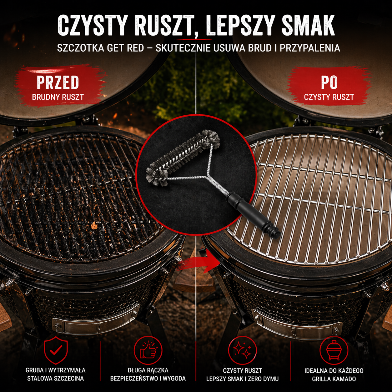 Szczotka do czyszczenia rusztu GET RED - obrazek 4